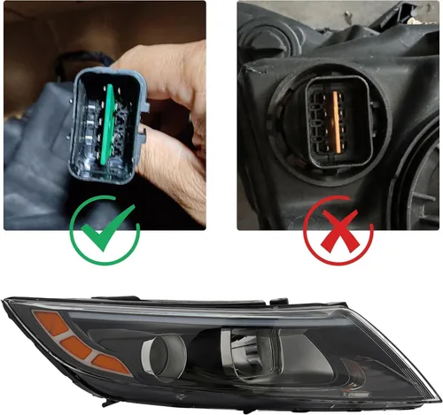 Vista 2 de Para faros halógenos de lado del conductor izquierdo 2014 2015 Kia Optima EX LX Proyector Carcasa negra sin DRL (Solo para modelo de EE. UU.)