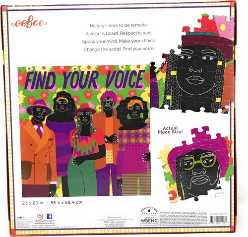 Vista 2 de eeBoo: Piece and Love Find Your Voice - Rompecabezas cuadrado de 1000 piezas para adultos y familias, incluye piezas brillantes, resistentes y polvo