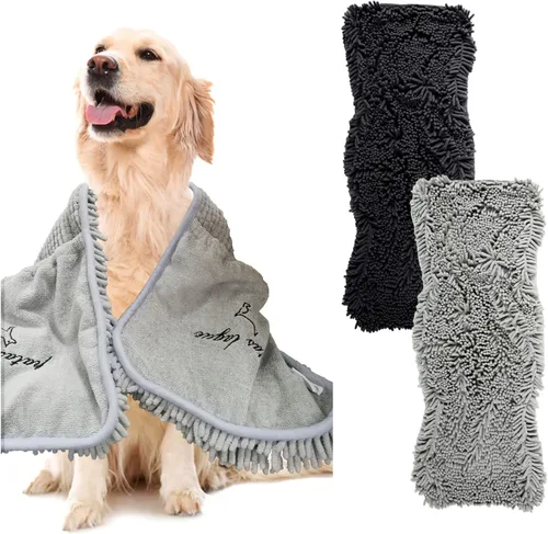 Vista 14 de Patas Lague Toalla absorbente para perros de secado grande, 35 x 15 pulgadas, toalla de baño de microfibra extra grande de secado rápido