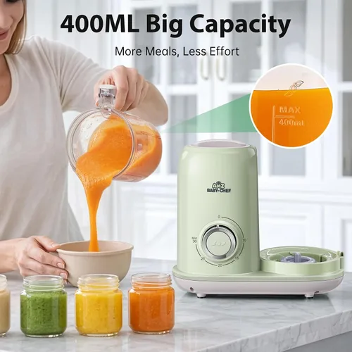 Vista 8 de Licuadora AMZBabyChef para fabricar alimentos para bebés: vaporizador 4 en Verde