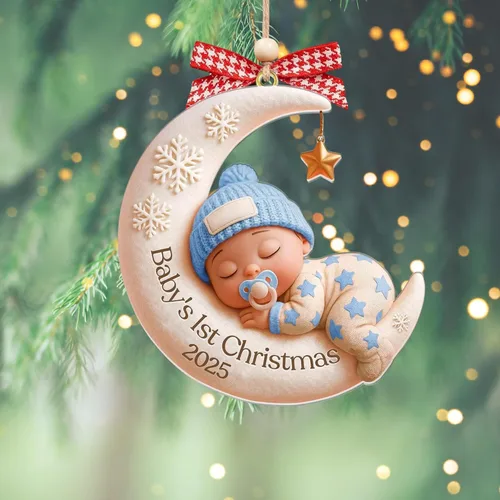 Vista 6 de Adorno personalizado para la primera Navidad del bebé 2025t 2025, adorno de coctelera personalizado con nombre, adornos personalizados de primera
