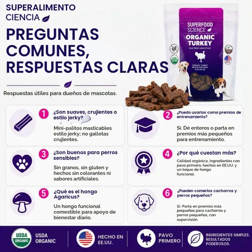Vista 7 de Golosinas orgánicas para perros, golosinas orgánicas suaves y masticables para perros de pavo, bajas en calorías, hipoalergénicas, naturales
