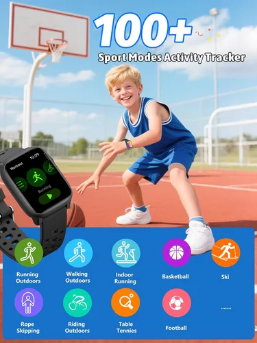 Vista 3 de MgaoLo Reloj Inteligente para Niños 1.85" Actualizado - Rastreador de Actividad con Monitor de Ritmo Cardíaco y Sueño, Más de 100 Modos Deportivos