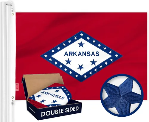 Vista 14 de G128 Bandera del Estado de Alabama 3 x 5 pies Serie Double ToughWeave de doble cara con costura de 210D de poliéster Rayas cosidas