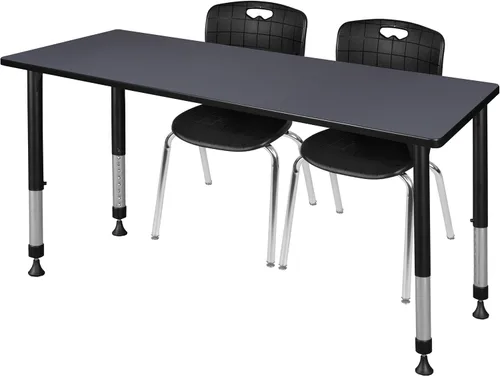 Vista 21 de Regency Kee - Juego de mesa de aula ajustable en altura con dos sillas Andy de 18 pulgadas, 60 x 30 pulgadas, cereza/negro Cerezo/Negro