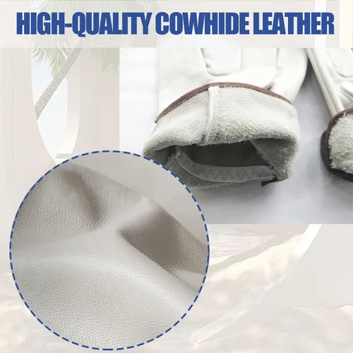 Vista 3 de 2 Pairs Cow Grain Leather Work Gloves for Men and Women
