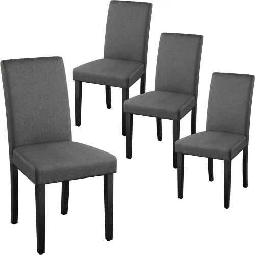 Vista 20 de Yaheetech Juego de 4 sillas de comedor tapizadas para cocina, color marrón Marrón oscuro