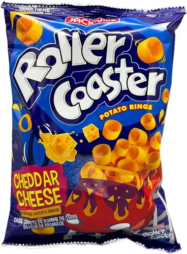 Vista 2 de Jack n Jill Roller Coaster - Anillos de patata con queso cheddar, paquete de diez 3 onzas por paquete