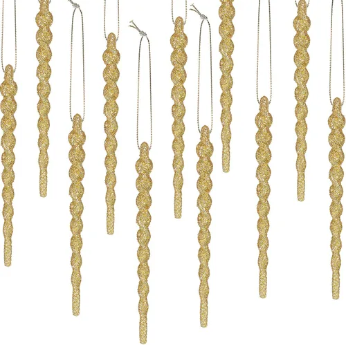 Vista 21 de 30 piezas de carámbanos de plástico trenzados para árbol de Navidad; adornos colgantes para árbol de Navidad, fiesta de Navidad, boda, fiesta