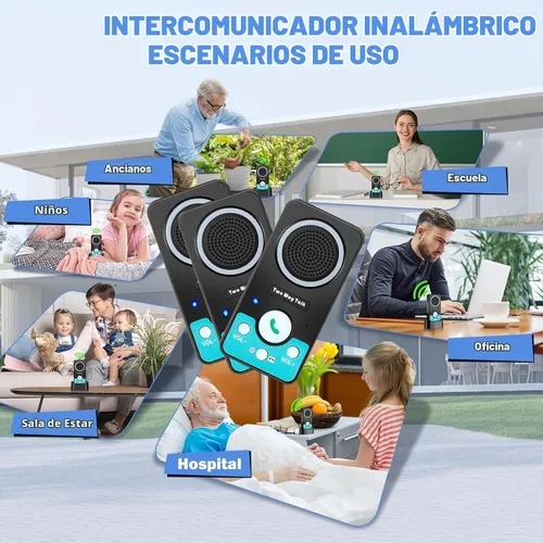 Vista 7 de Sistema de intercomunicación inalámbrico para el hogar, conversación bidireccional manos libres 1000ft Long Range, 8 Adjustable Volume Levels & 4