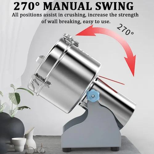 Vista 2 de Stainless Steel Electric Superfine Grain Grinder Mill - 1000/1500/2000g,Overload Protection,Open Cover Stop,Ideal for Cereal Herb Spice Nut