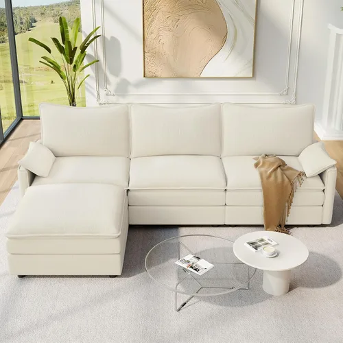 Vista 12 de Vesgantti Sofá modular de 108 pulgadas, cómodo sofá de nube con asiento profundo otomano movible, sofá modular en forma de L, sofás seccionales