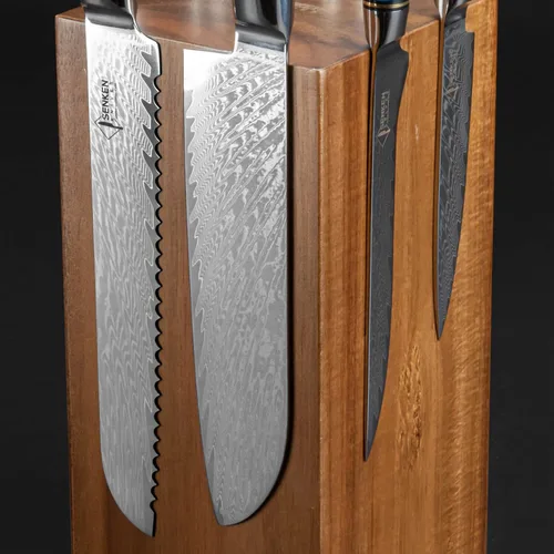 Vista 6 de SENKEN - Bloque magnético giratorio para cuchillos sin cuchillos, madera dura de acacia natural, rotación de 360 grados, imanes de neodimio ultra