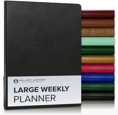 Vista 106 de Gallery Leather Planificador Semanal y Mensual Grande 2025-2026, Calendario Planificador y Cuaderno Elegantemente Encuadernado con Elegantes Bordes