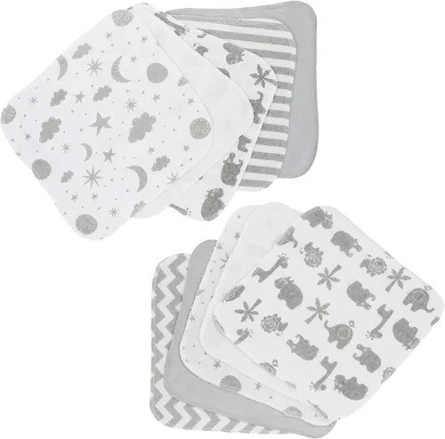 Vista 22 de Spasilk Juego de toallitas para niños y niñas recién nacidos, juego de toallas de rizo suave, paquete de 10, burbujas aguamarina, (010-1201)