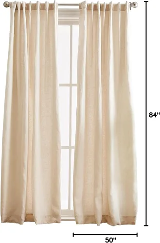 Vista 6 de Peri Home Par de paneles de cortinas forradas con pestaña trasera 100% lino, 84 pulgadas, lino
