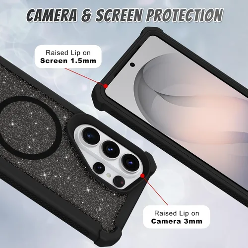 Vista 198 de Bonoma - Funda compatible con Samsung Galaxy S21 Plus, diseño de corazón con purpurina, color rosa Support for MagSafe, Plating Magnetic Case TPU