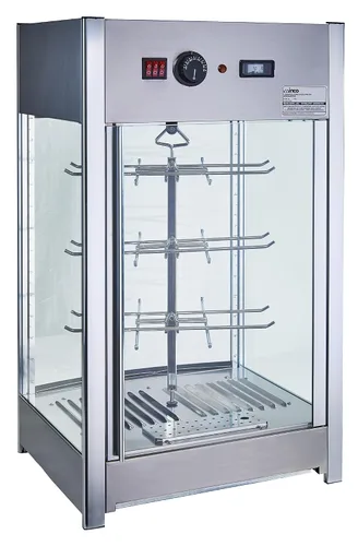 Vista 3 de Winco EDM-2 - Calentador giratorio de pizza/pretzel calentado y humidificado, 14 pulgadas