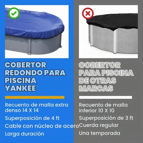 Vista 7 de Yankee - Cubierta para piscina ovalada de 12 x 18 pies para piscinas sobre el suelo