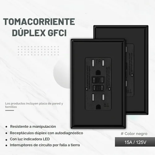 Vista 2 de Micmi Salida GFCI, receptáculo GFI resistente a manipulaciones con indicador LED, interruptor de circuito de falla de tierra de prueba automática