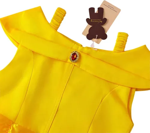 Vista 4 de knemmy Princess Dress Up Clothes Halloween Beauty and Beast Costume for Girl Cosplay Birthday Outfit Yellow
