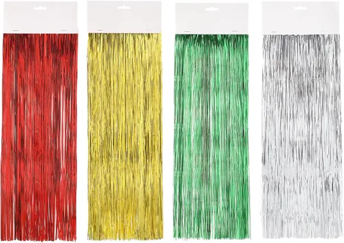 Vista 8 de 8000 piezas de oropel de Navidad, carámbanos de Navidad de oropel plateado, carámbanos de oropel de árbol de Navidad, carámbanos metálicos rojos