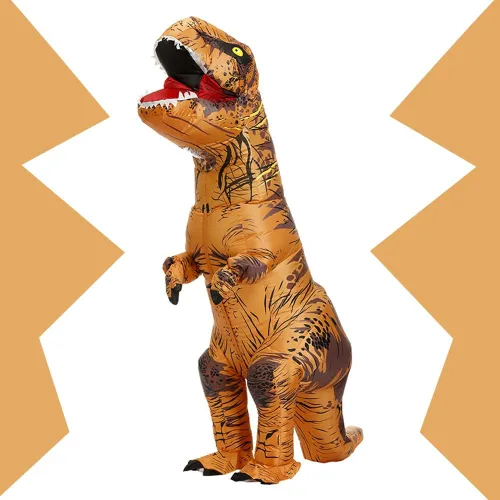 Vista 2 de IamaCos Disfraz inflable de dinosaurio disfraz de T-Rex para cosplay disfraz de Halloween