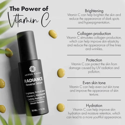 Vista 6 de Radiance - Suero facial inverso – Suero facial antienvejecimiento – Suero de vitamina C con péptidos, ceramidas, ácido hialurónico – Productos