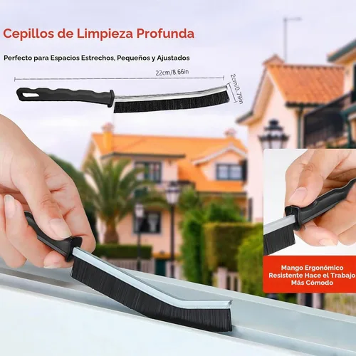 Vista 2 de Herramienta de cepillo de limpieza para grietas, cepillo de cerdas duras resistente para limpieza profunda, limpiador de lechada ultrafino