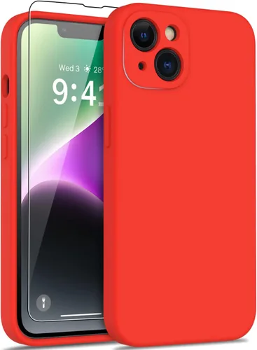 Vista 36 de DEENAKIN Funda compatible con iPhone 14 Plus con protector de pantalla, funda mejorada para cámara, goma de gel de silicona suave probada contra