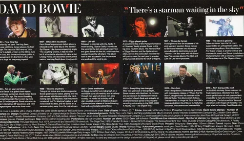 Vista 3 de David Bowie Live Min Sheet First Day Cover con tarjeta de información de inserción