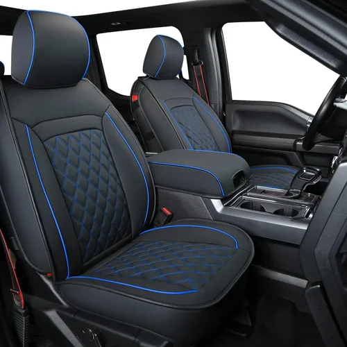 Vista 8 de LUCKYMAN CLUB Fundas de asiento para F150 Compatibles con F150 SuperCrew 2010-2014 con piel sintética impermeable (Juego completo, Negro)