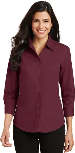 Vista 3 de Port Authority Camisa de fácil cuidado con manga 3/4 para mujer