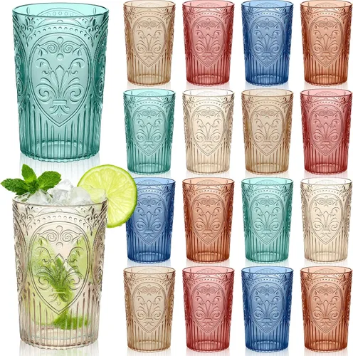 Vista 11 de 24 vasos de plástico vintage para agua potable de 16 onzas, a Verde