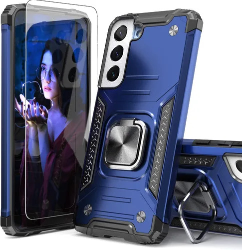 Vista 8 de Funda para Galaxy S22 Plus con protector, absorción de impactos, resistente a prueba de caídas, funda delgada con soporte para automóvil, funda