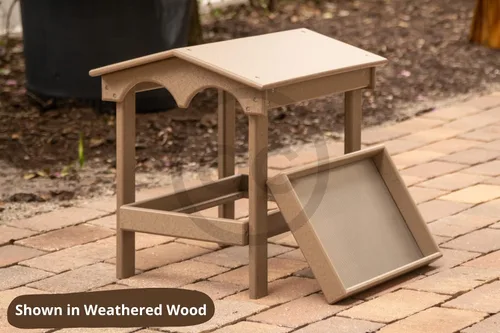 Vista 4 de DutchCrafters Comedero grande de plástico de polietileno con plataforma elevada cubierta con bandeja de semillas extraíble para pájaros silvestres