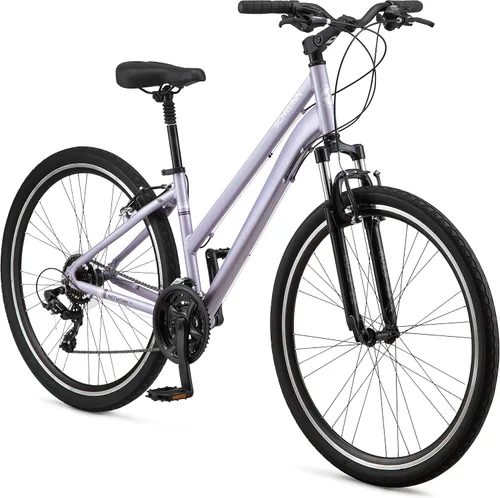 Vista 8 de Schwinn Network 1 Bicicleta híbrida, Bicicleta de 700c para hombres y mujeres, Bicicleta híbrida de 21 velocidades, marco de aluminio, horquilla