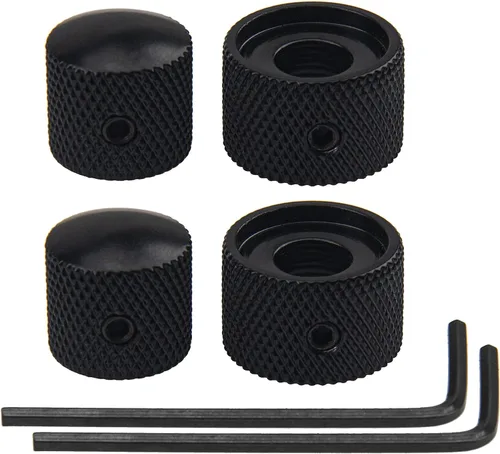 Vista 2 de 2 perillas de control apiladas concéntricas dobles para guitarra eléctrica y bajo (negro)