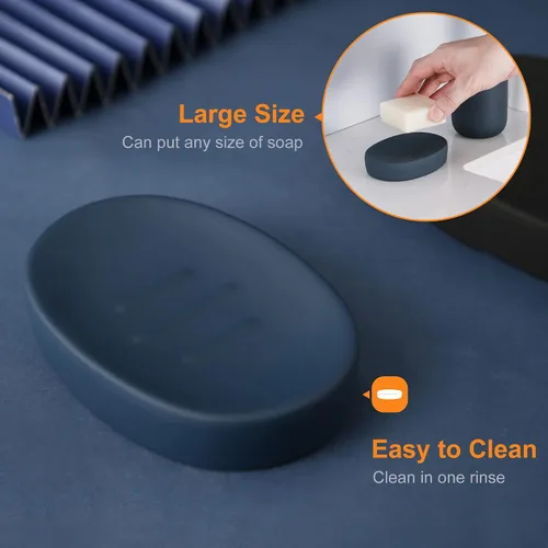 Vista 10 de DUFU - Juego de accesorios de baño azul, 4 piezas, cerámica