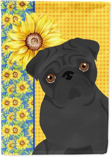 Vista 81 de Caroline's Treasures WDK5313GF Bandera de jardín con diseño de girasoles de verano, color negro y tostado, Airedale Terrier para buzón, bandera