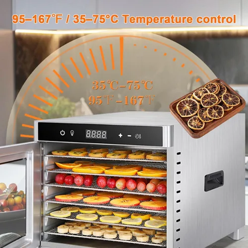 Vista 6 de Food Dehydrator Machine, 6 Stainless Steel Trays, 700W Electric Food Dryer with Adjustable Temperature & 24-Hour Timer, for Jerky, Meat, Fruit Silver