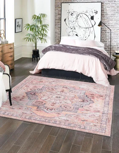Vista 9 de Unique Loom Colección Mangata Alfombra de área - Melodie (Runner 2' 0" x 10' 0", albaricoque y rosa/gris)