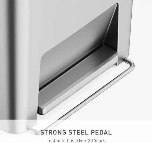 Vista 3 de Simplehuman Bote de basura con pedal híbrido, de 45 litros / 12 galones, rectangular para cocina, con base ancha y estable con pedal de acero