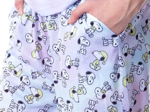 Vista 3 de INTIMO Peanuts - Conjunto de pijama para mujer con texto en inglés "I Woke Up This Cute Tie-dye", Multi colorido