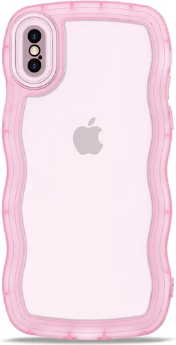 Vista 95 de Anuck Funda para iPhone 13 Pro con borde ondulado, diseño trasero transparente, agarre antideslizante, forma de marco rizado ondulado, a prueba