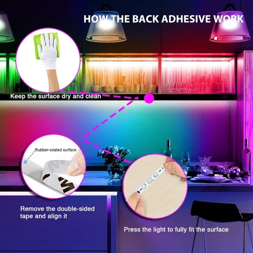 Vista 5 de dalattin Luces LED inteligentes WiFi de 130 pies, funciona con Alexa Google Assistant, control remoto de voz con aplicación, tira de luces LED RGB