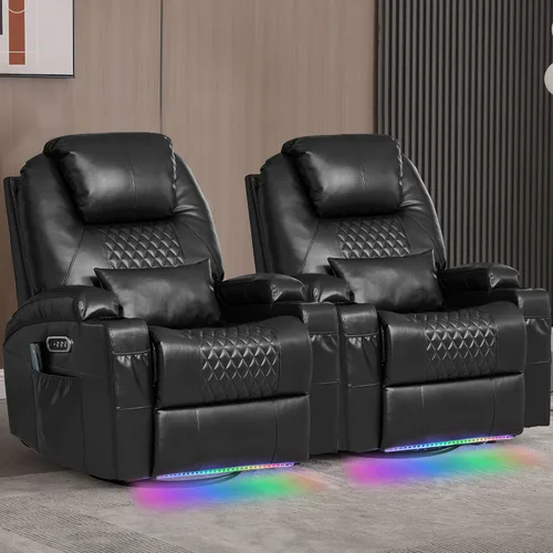 Vista 16 de Sillón reclinable giratorio de doble motor 240° (gris terciopelo, 2)