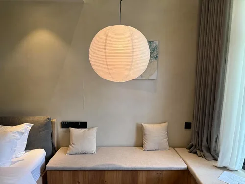 Vista 4 de (55 cm) Gran pantalla redonda de papel para lámpara colgante, pantalla de lámpara de papel de arroz blanco, pantalla plegable de papel para lámpara
