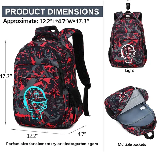 Vista 4 de LEDAOU Mochila escolar para niños y niñas, mochila para libros de primaria, primaria, escuela secundaria, mochila de viaje para edades de 6 a 14 años