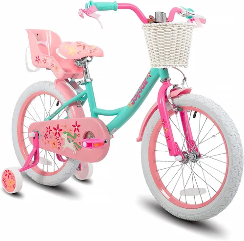 Vista 15 de JOYSTAR Unicorn Kids Bike for Girls Ages 2-9 Years Old, 12 14 16 18 Inch Kids Bike with Training Wheels, Doll Seat, Streamers and Basket, Toddler